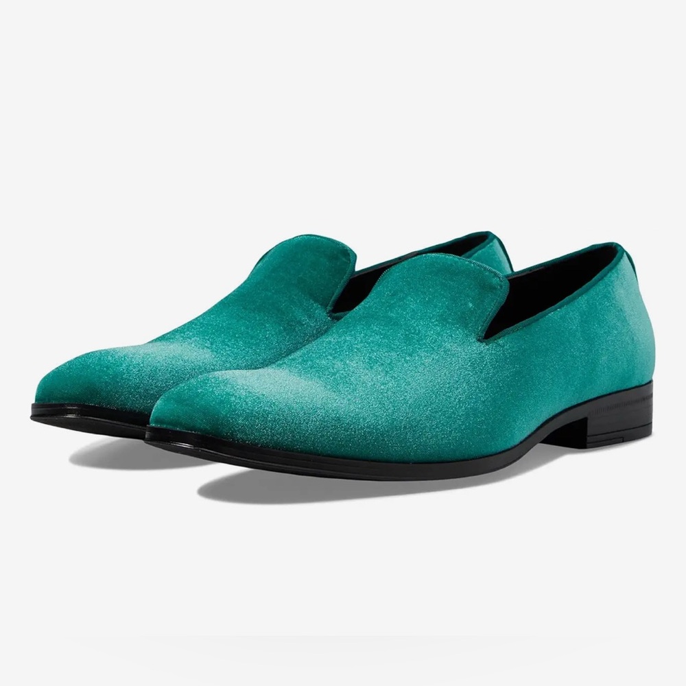 Man's Oxfords Stacy Adams Green Savian Velour Slip-On 10.5
